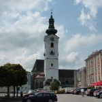 auf dem höchsten Punkt wurde der Turm der Pfarrkirche Freistadt errichtet
